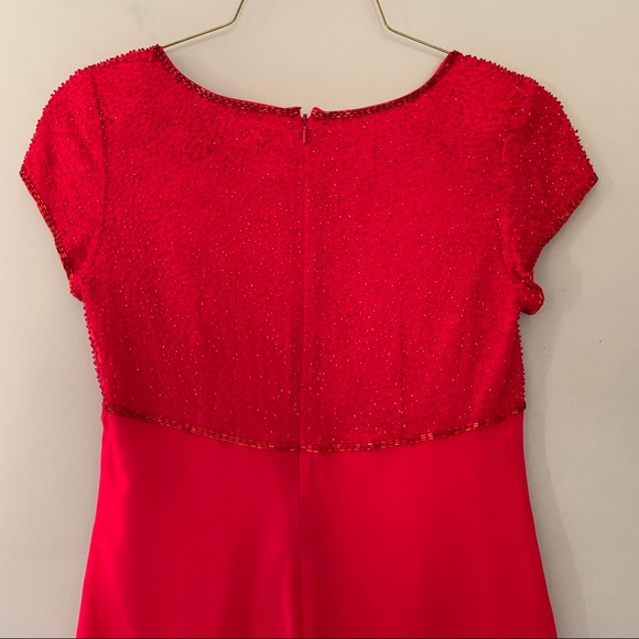 Vintage Bieff Basix for David York Red Beaded Silk A Line Dress Size 4 - Picture 3 of 7